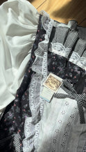 Load image into Gallery viewer, Tea Party 1970’s Vintage Black Calico Gunne Sax Midi Dress
