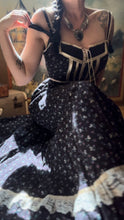 Load image into Gallery viewer, Beautiful 1970’s Vintage Black Calico Gunne Sax Maxi Sundress
