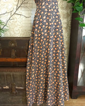 Load image into Gallery viewer, 1970’s Vintage Apricot Rose and Navy Seersucker Dress by Jody T
