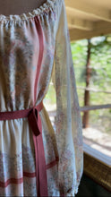 Load image into Gallery viewer, Sale~ 1970’s Vintage Floral Pinstriped Voile Maxi Dress
