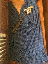 Load image into Gallery viewer, Pretty 1970’s Vintage Navy Polka Dot Sundress Kati by Laura Phillips
