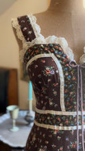 Load image into Gallery viewer, Authentic 1970’s Vintage Brown Calico Gunne Sax Maxi Sundress
