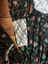 Load image into Gallery viewer, Handmade 1970’s Vintage Black Calico Maxi Dress

