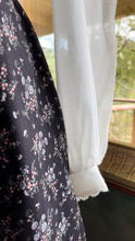 Load image into Gallery viewer, Beautiful 1970’s Vintage Black Calico Gunne Sax Midi Dress
