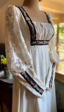 Load image into Gallery viewer, Beautiful 1970’s vintage Rose Trim Milkmaid Gunne Sax dress
