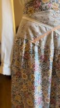 Load image into Gallery viewer, 1970’s Vintage Floral Calico and Ribbon  Midi Skirt
