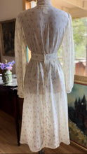 Load image into Gallery viewer, 1970’s vintage Ivory Floral voile Blouse and Skirt set by Gunne Sax
