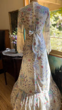 Load image into Gallery viewer, Incredible 1970’s Vintage Wild Garden Butterfly Print Angel Sleeve Dress
