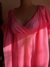 Load image into Gallery viewer, 1970’s Vintage Pink Chiffon and Maribou Peignoir Set by Intime of California
