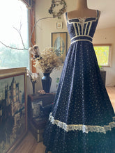 Load image into Gallery viewer, Beautiful 1970’s Vintage Black Calico Gunne Sax Maxi Sundress
