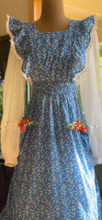 Load image into Gallery viewer, Handmade Vintage Blue Floral Calico Pinafore Apron
