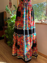 Load image into Gallery viewer, 1970’s Vintage Black Floral Print Halter Sundress by Hearsay
