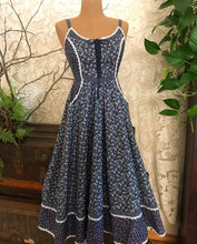 Load image into Gallery viewer, Authentic 1970&#39;s vintage blue garden calico Gunne Sax midi sundress
