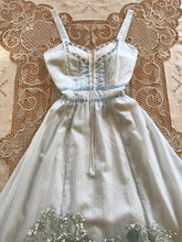 Load image into Gallery viewer, 1970&#39;s vintage Icy Blue Striped Voile Gunne Sax sundress
