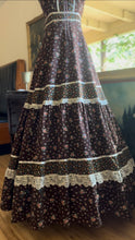 Load image into Gallery viewer, Authentic 1970’s Vintage Brown Calico Gunne Sax Maxi Sundress

