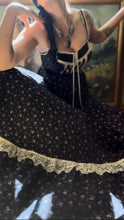 Load image into Gallery viewer, Beautiful 1970’s Vintage Black Calico Gunne Sax Maxi Sundress
