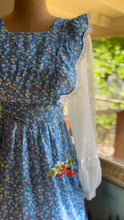 Load image into Gallery viewer, Handmade Vintage Blue Floral Calico Pinafore Apron

