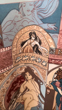 Load image into Gallery viewer, Mucha Print 1970’s Vintage Tie Bust Halter Dress
