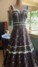 Load image into Gallery viewer, Authentic 1970’s Vintage Brown Calico Gunne Sax Maxi Sundress
