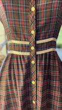 Load image into Gallery viewer, Authentic 1970’s Vintage Plaid and Velveteen Gunne Sax Midi Dress
