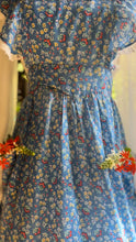 Load image into Gallery viewer, Handmade Vintage Blue Floral Calico Pinafore Apron
