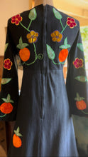 Load image into Gallery viewer, Stunning 1970’s Vintage Velvet Appliqué Dress from Pakistan

