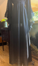 Load image into Gallery viewer, Incredible 1970’s Vintage Black Polka Dot Cotton Angel Sleeve Maxi Dress
