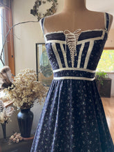 Load image into Gallery viewer, Beautiful 1970’s Vintage Black Calico Gunne Sax Maxi Sundress

