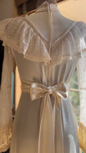 Load image into Gallery viewer, Authentic 1970’s Vintage Buttercream Liquid Satin Gunne Sax Maxi Dress
