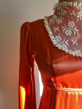 Load image into Gallery viewer, 1970’s vintage rust orange satin unlabeled maxi dress
