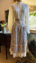 Load image into Gallery viewer, 1970’s Vintage Floral Calico and Ribbon  Midi Skirt

