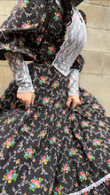 Load image into Gallery viewer, Handmade 1970’s Vintage Black Calico Maxi Dress
