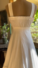 Load image into Gallery viewer, Embroidered 1970’s Vintage White Smocked Sundress by Young Edwardian
