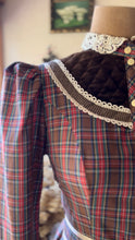Load image into Gallery viewer, Authentic 1970’s Vintage Plaid and Velveteen Gunne Sax Midi Dress
