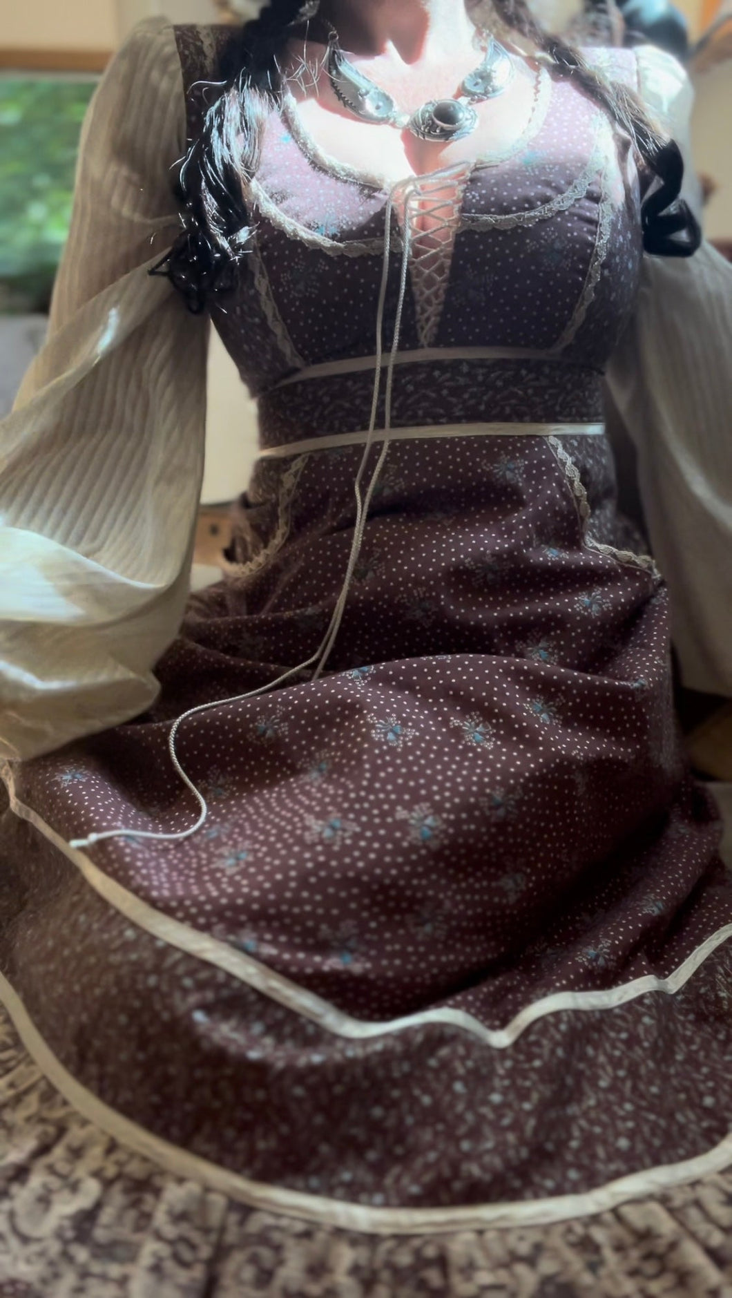 Authentic 1970’s Vintage Mauve Calico Gunne Sax Midi Dress
