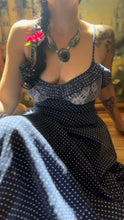 Load image into Gallery viewer, Pretty 1970’s Vintage Navy Polka Dot Sundress Kati by Laura Phillips
