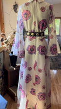 Load image into Gallery viewer, Authentic 1960’s Vintage Poppy Print Angel Sleeve Hostess Dress by Alfred Shaheen
