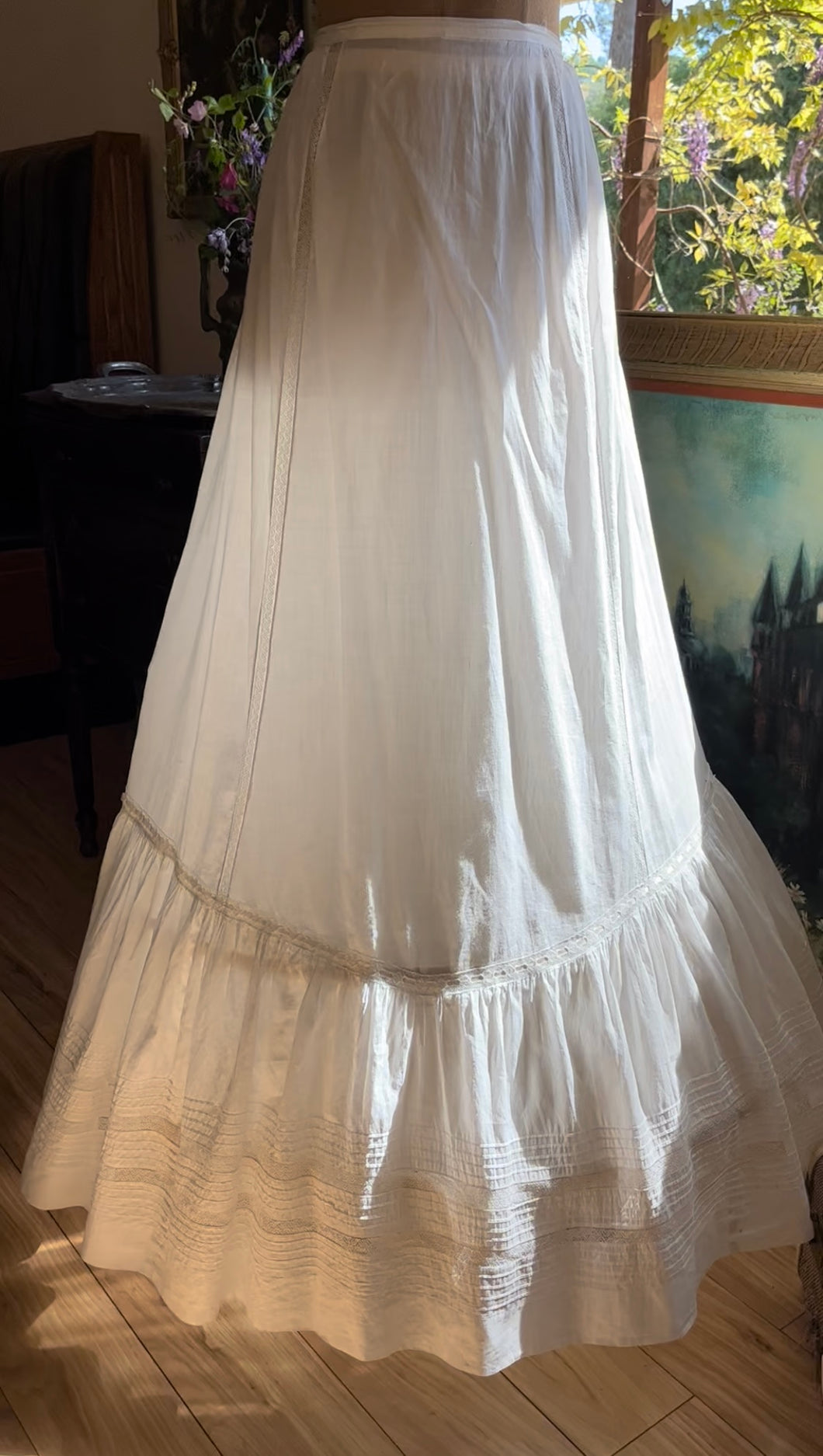 Edwardian 1900’s Summer White Cotton Petticoat Skirt
