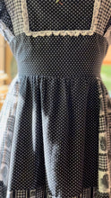 Load image into Gallery viewer, Too Die for 1970’s Vintage Black Rose Patchwork Calico Pinafore Dress by Young Edwardian
