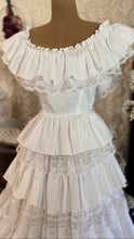Load image into Gallery viewer, 1970’s Vintage White Tiered Ruffle dress by Themes
