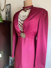 Load image into Gallery viewer, 1970’s Vintage Burgundy and Cream 2 Piece Halter Sundress and Jacket
