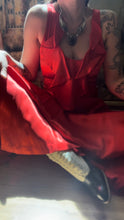 Load image into Gallery viewer, Rare Showstopper 1960’s Vintage Liquid Red Satin Ruffle Maxi Dress

