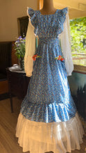 Load image into Gallery viewer, Handmade Vintage Blue Floral Calico Pinafore Apron
