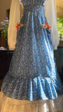 Load image into Gallery viewer, Handmade Vintage Blue Floral Calico Pinafore Apron
