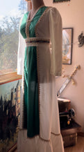 Load image into Gallery viewer, 1970’s Vintage Medieval Green Velveteen Dress by JC Penney
