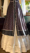 Load image into Gallery viewer, Authentic 1970’s Vintage Black Velveteen and Calico Gunne Sax Midi Dress
