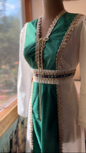 Load image into Gallery viewer, 1970’s Vintage Medieval Green Velveteen Dress by JC Penney
