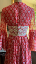 Load image into Gallery viewer, Rare 1960’s Vintage Tangerine Angel Sleeve Dress by Turtlegreen
