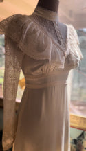 Load image into Gallery viewer, Authentic 1970’s Vintage Buttercream Liquid Satin Gunne Sax Maxi Dress
