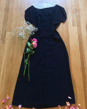 Load image into Gallery viewer, Cutie 1970’s Vintage Black Crepe Gunne Sax dress
